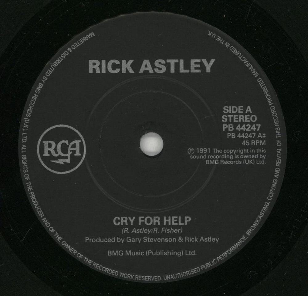 Rick Astley Cry For Help UK 7" vinyl single (7 inch record / 45) AST07CR593354