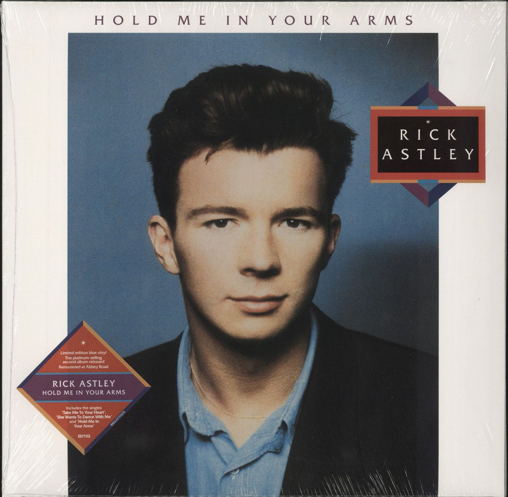 Rick Astley Hold Me In Your Arms: Remastered - Blue Vinyl - Sealed UK vinyl LP album (LP record) BMGCAT793LPX