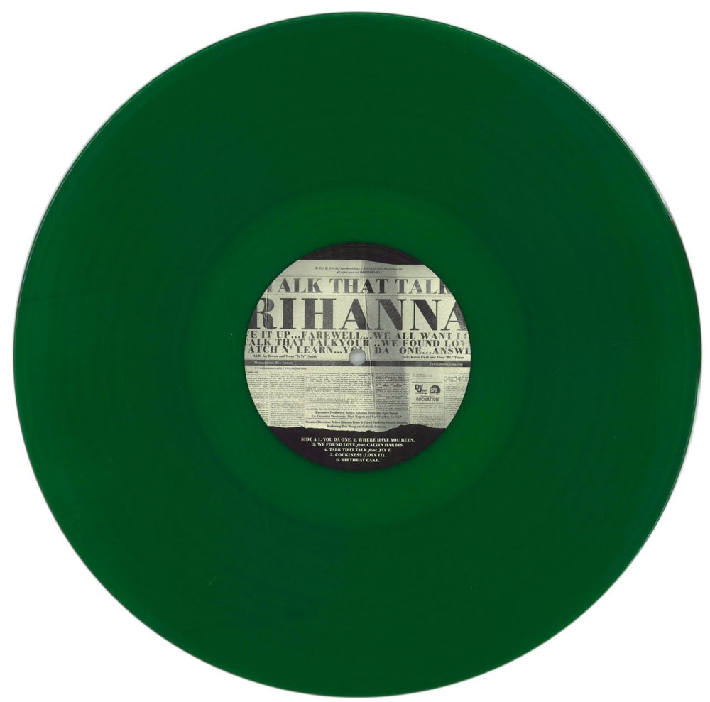 Rihanna Talk That Talk - Green Emerald Translucent Vinyl US vinyl LP album (LP record) RH1LPTA859840