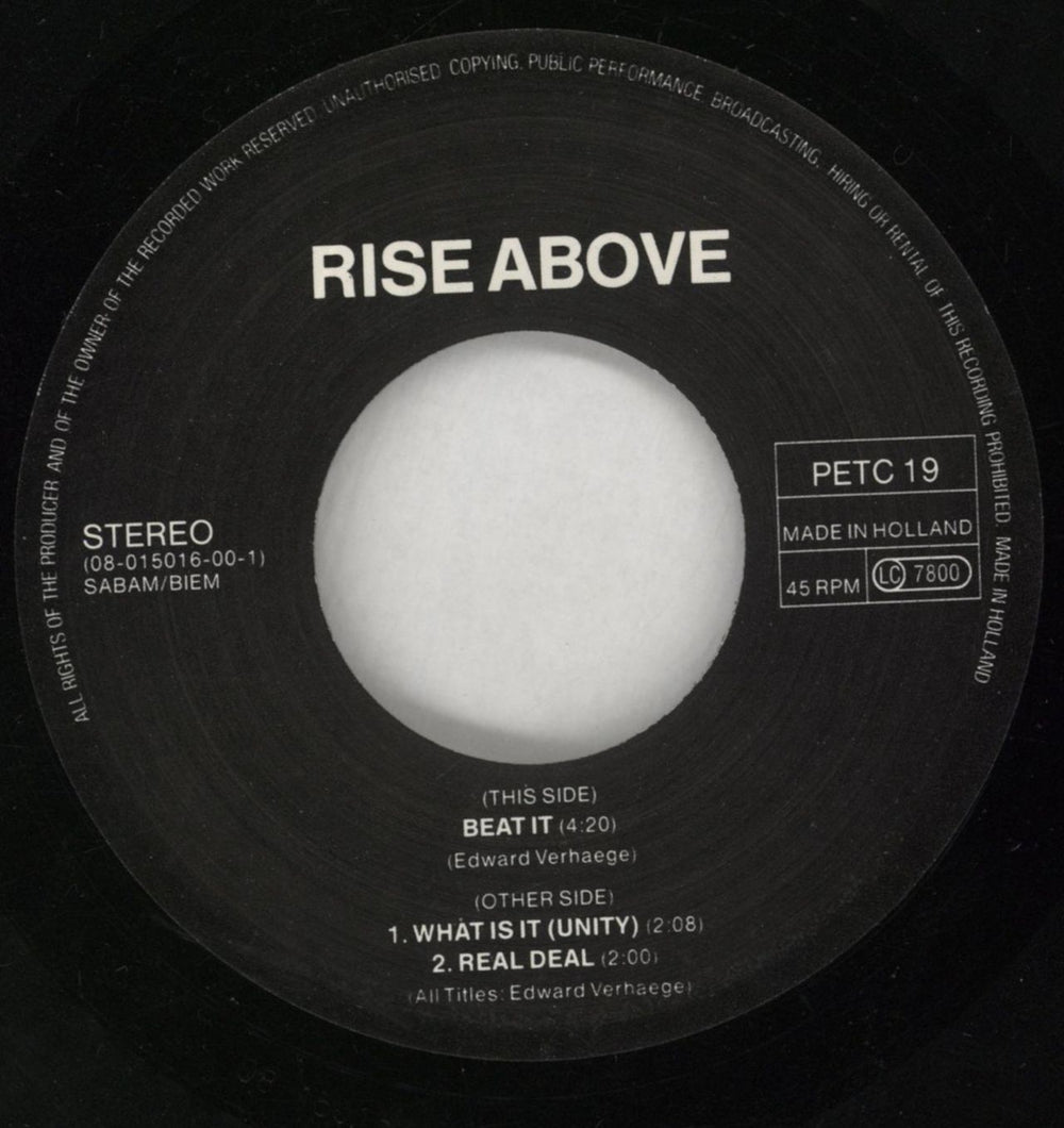Rise Above Rise Above Belgian 7" vinyl single (7 inch record / 45) 8L-07RI852784