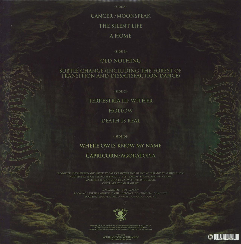 Rivers Of Nihil Where Owls Know My Name - Mint w/ Olive-Green & Black Splatter Vinyl US 2-LP vinyl record set (Double LP Album) 039841557510