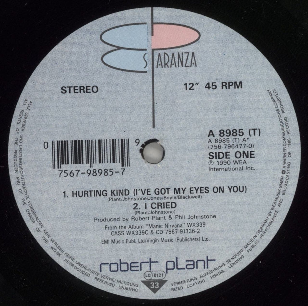 Robert Plant Hurting Kind UK 12" vinyl single (12 inch record / Maxi-single) PLA12HU878351