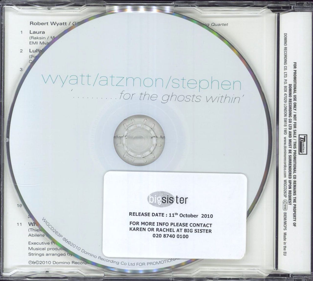 Robert Wyatt For The Ghosts Within UK Promo CD album (CDLP)