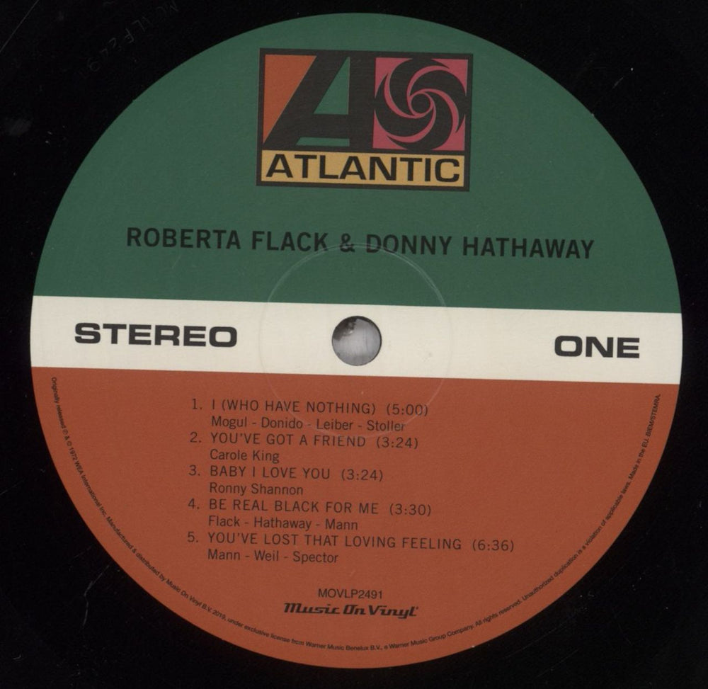 Roberta Flack Roberta Flack & Donny Hathaway US vinyl LP album (LP record) RFKLPRO837782