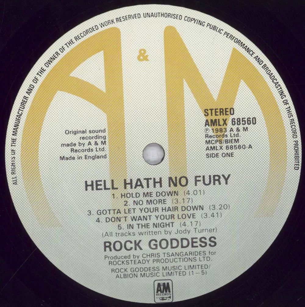 Rock Goddess Hell Hath No Fury - Gold Promo Stamped UK Promo vinyl LP album (LP record) RGOLPHE841834