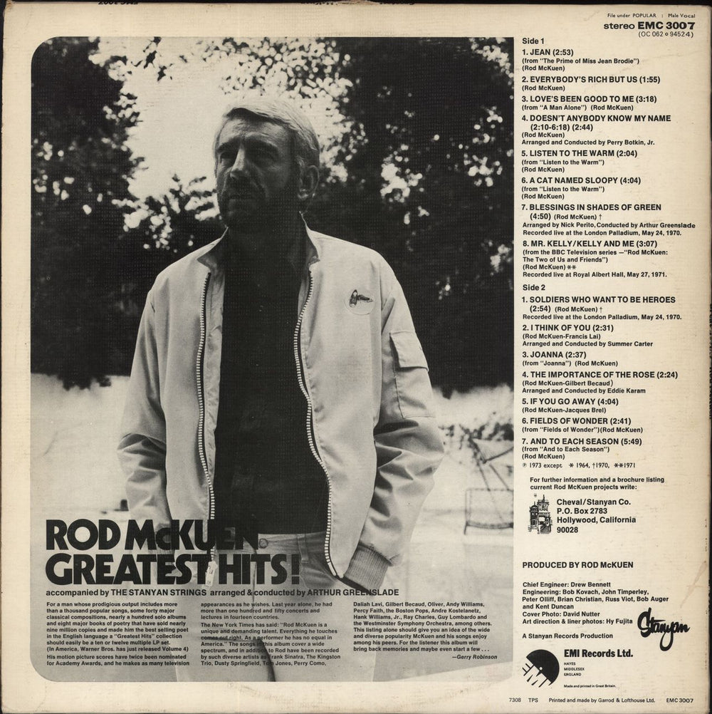 Rod McKuen Greatest Hits! UK vinyl LP album (LP record)