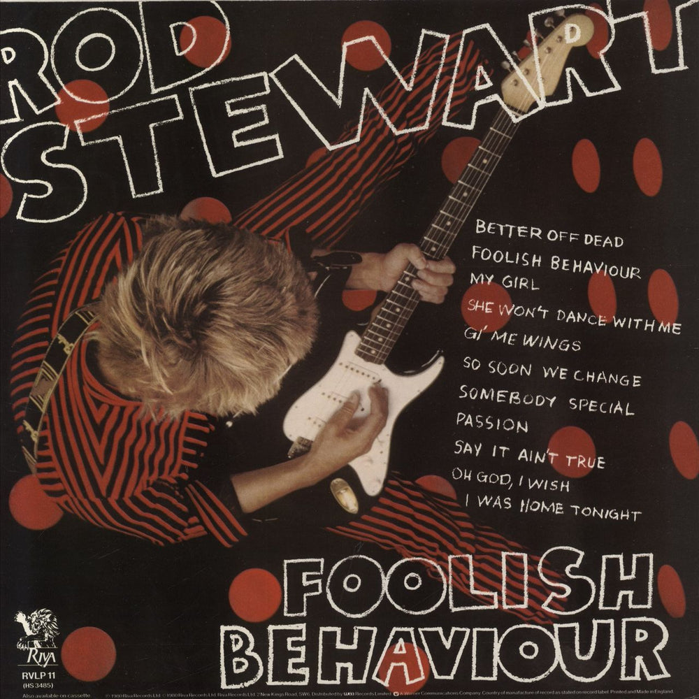 Rod Stewart Foolish Behaviour UK vinyl LP album (LP record)