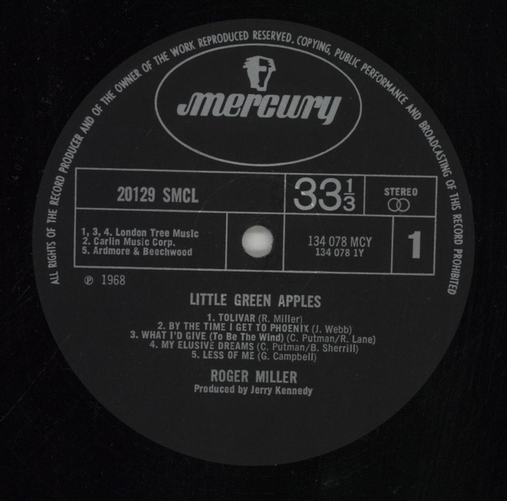 Roger Miller (Country) Little Green Apples UK vinyl LP album (LP record) RBZLPLI303750