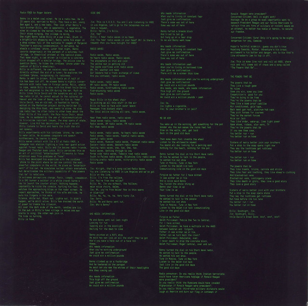 Roger Waters Radio K.A.O.S. + Poster UK vinyl LP album (LP record) 1987