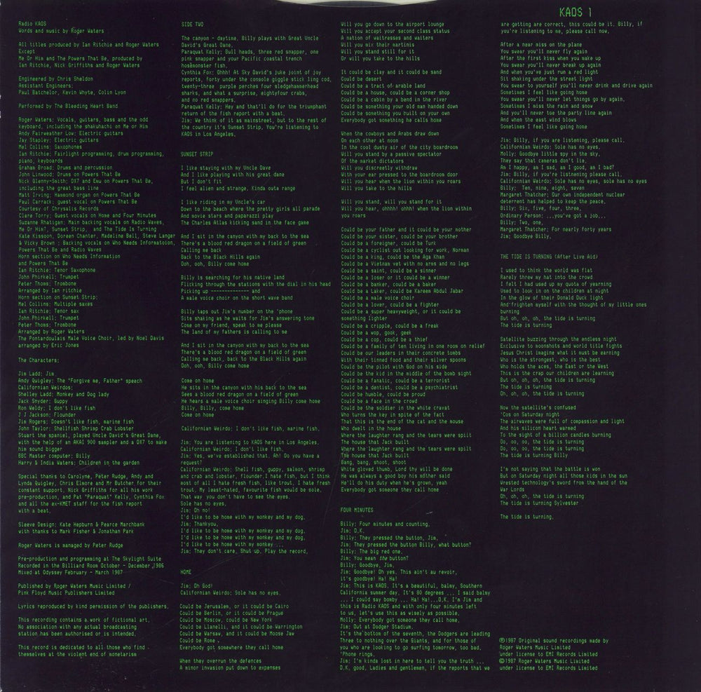Roger Waters Radio K.A.O.S. + Poster UK vinyl LP album (LP record)