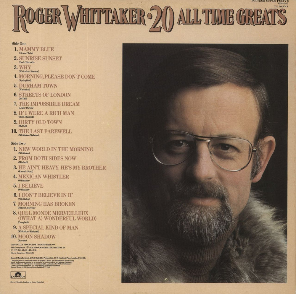 Roger Whittaker 20 All Time Greats UK vinyl LP album (LP record)