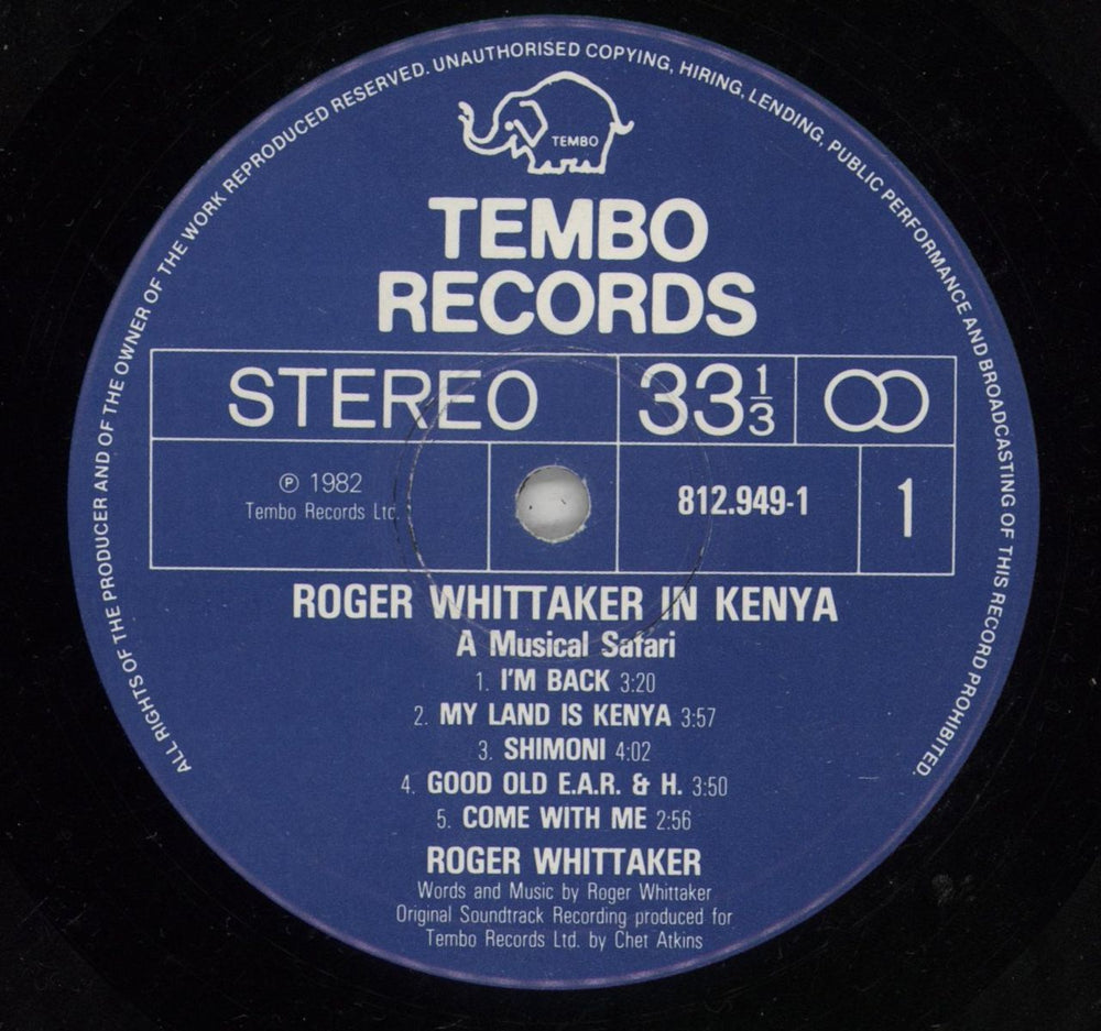 Roger Whittaker Roger Whittaker In Kenya - A Musical Safari - Shrink UK vinyl LP album (LP record) RWHLPRO870541