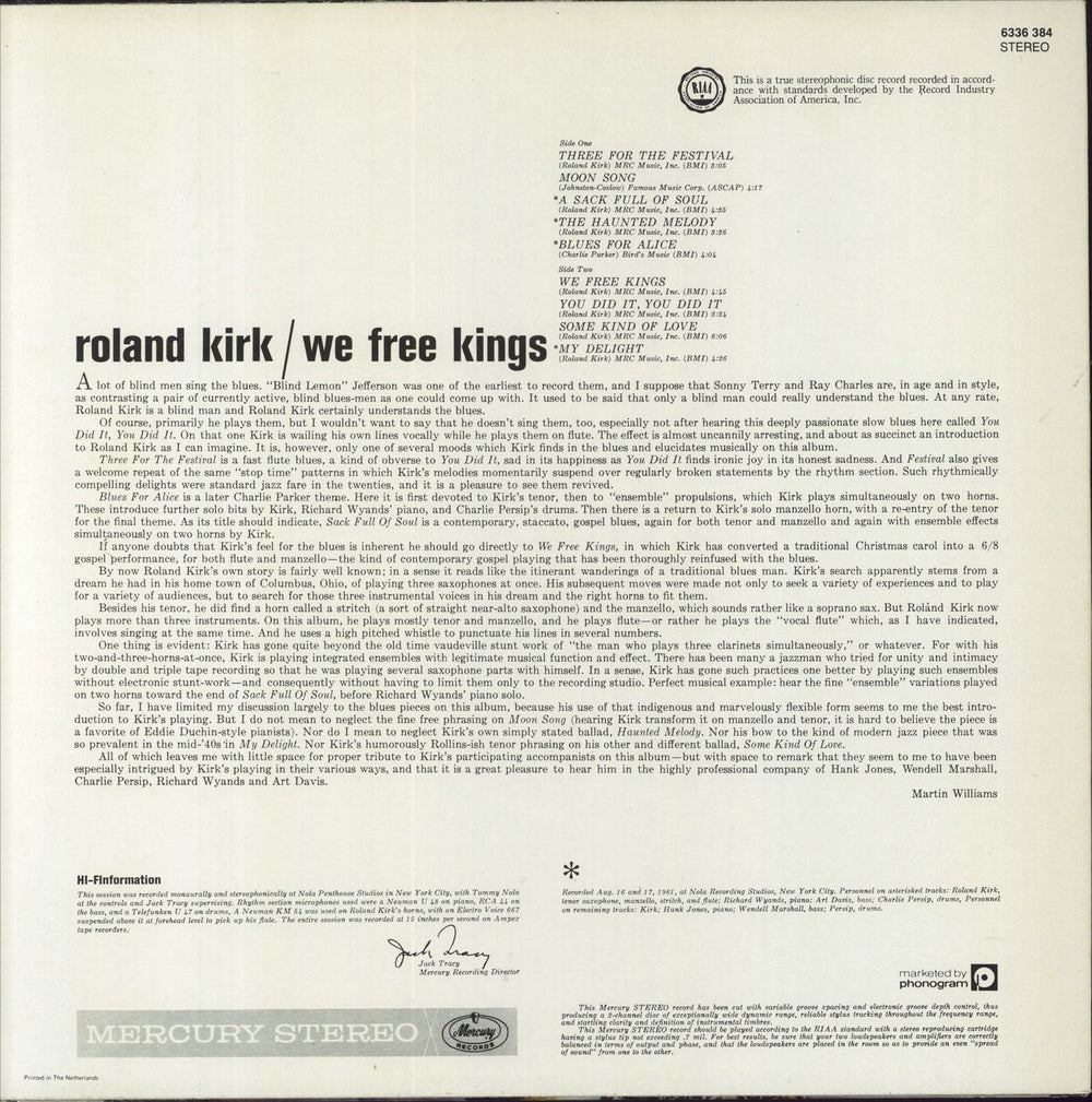 Roland Kirk We Free Kings Dutch vinyl LP album (LP record)