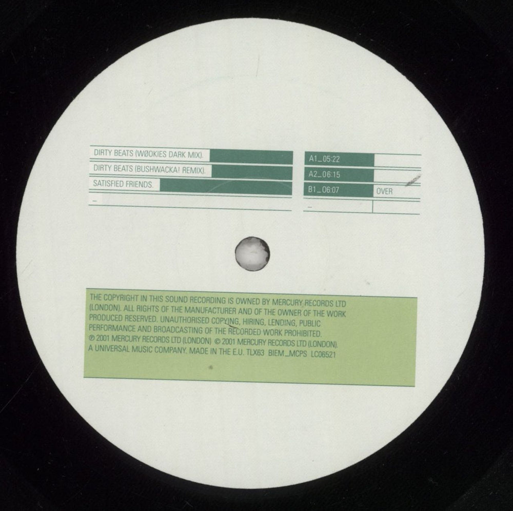 Roni Size Reprazent Dirty Beats UK 12" vinyl single (12 inch record / Maxi-single) RSZ12DI179478