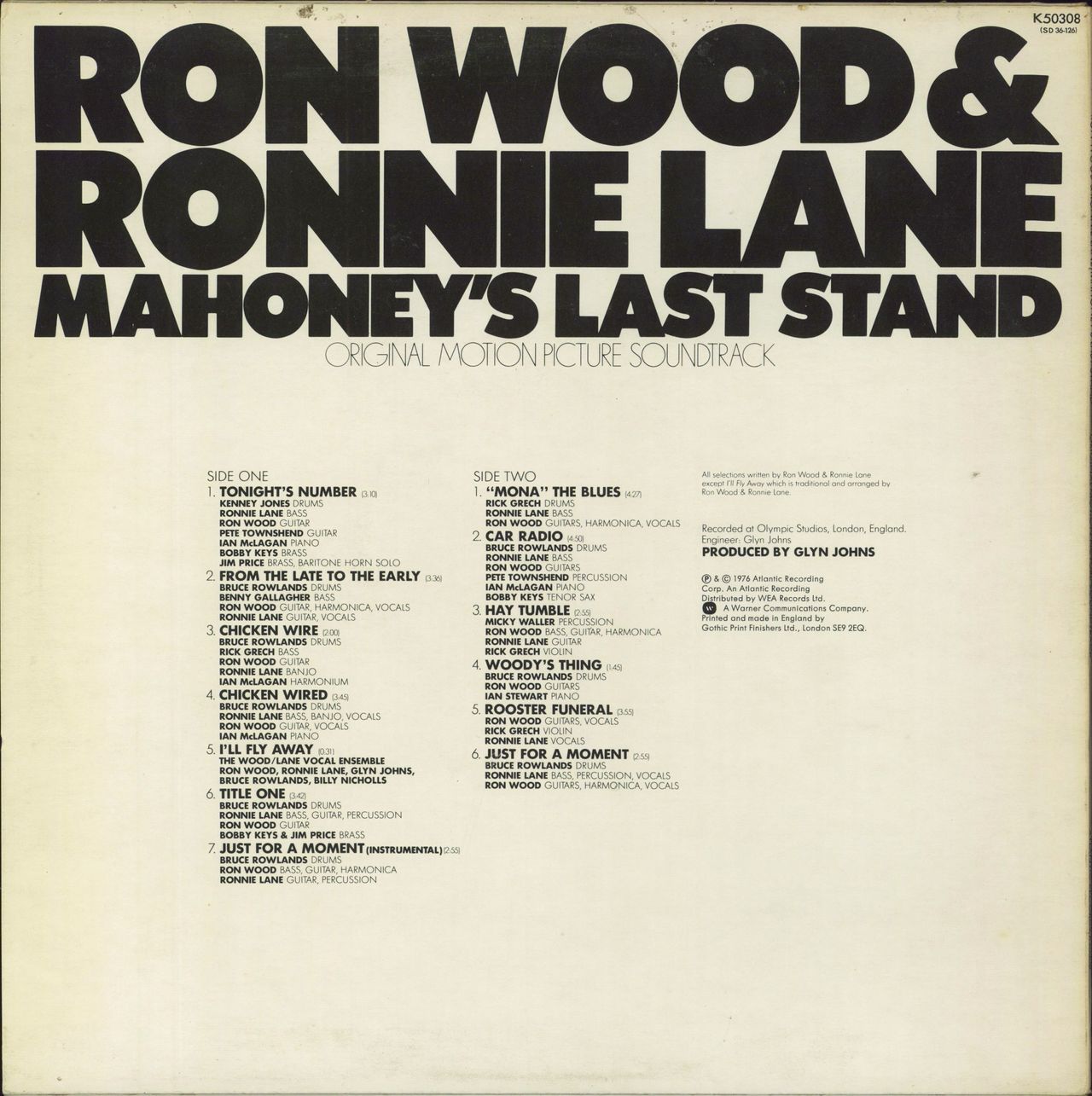 Ronnie Wood Mahoney's Last Stand UK Vinyl LP — RareVinyl.com