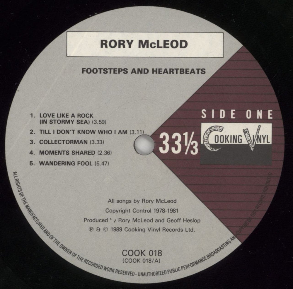 Rory McLeod Footsteps And Heartbeats UK vinyl LP album (LP record) RX5LPFO695443