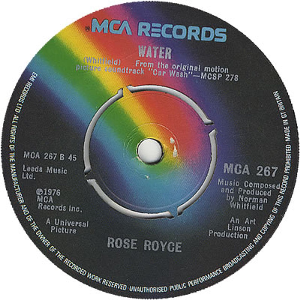 Rose Royce Car Wash UK 7" vinyl single (7 inch record / 45) RRY07CA385670