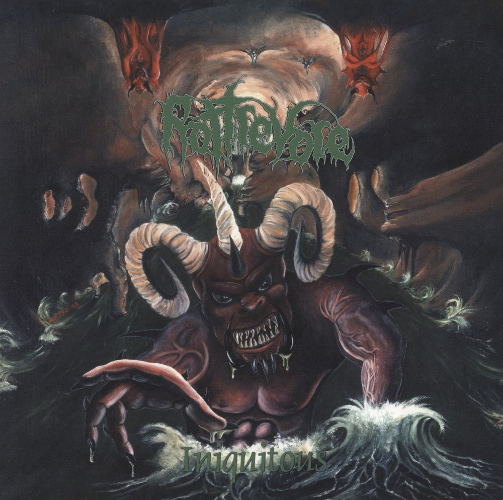 Rottrevore Iniquitous - Green with Splatter Vinyl Spanish vinyl LP album (LP record) XM063LP