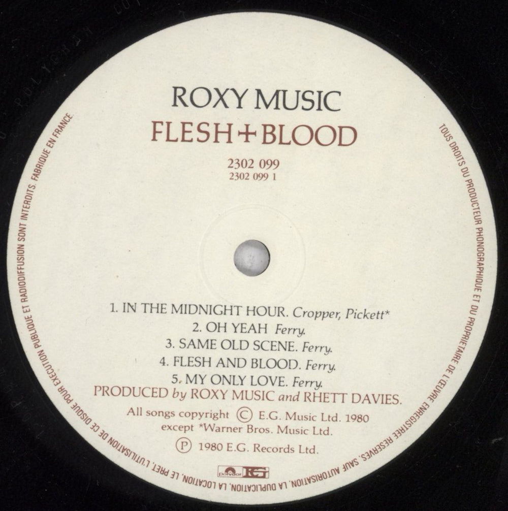 Roxy Music Flesh + Blood French vinyl LP album (LP record) RXYLPFL848449