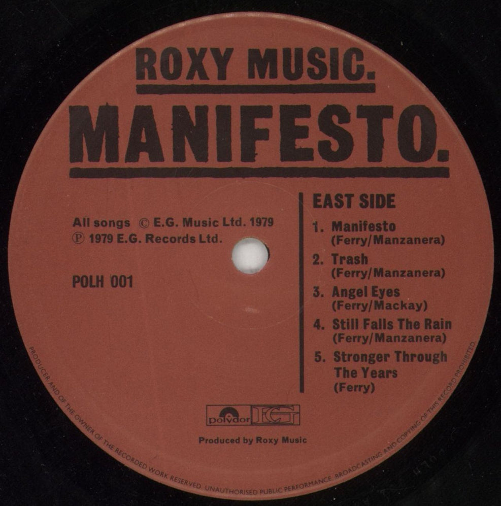 Roxy Music Manifesto UK vinyl LP album (LP record) RXYLPMA284576