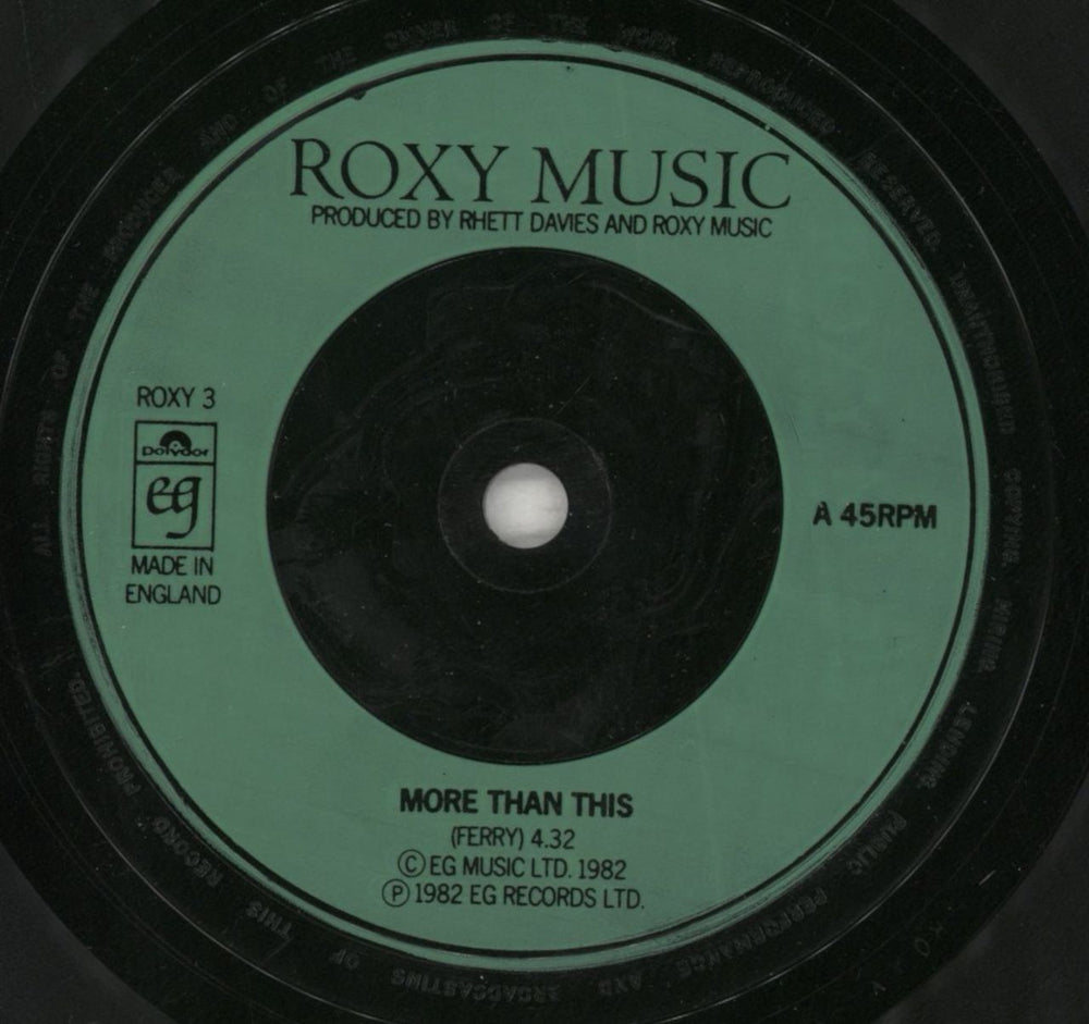 Roxy Music More Than This UK 7" vinyl single (7 inch record / 45) RXY07MO42539