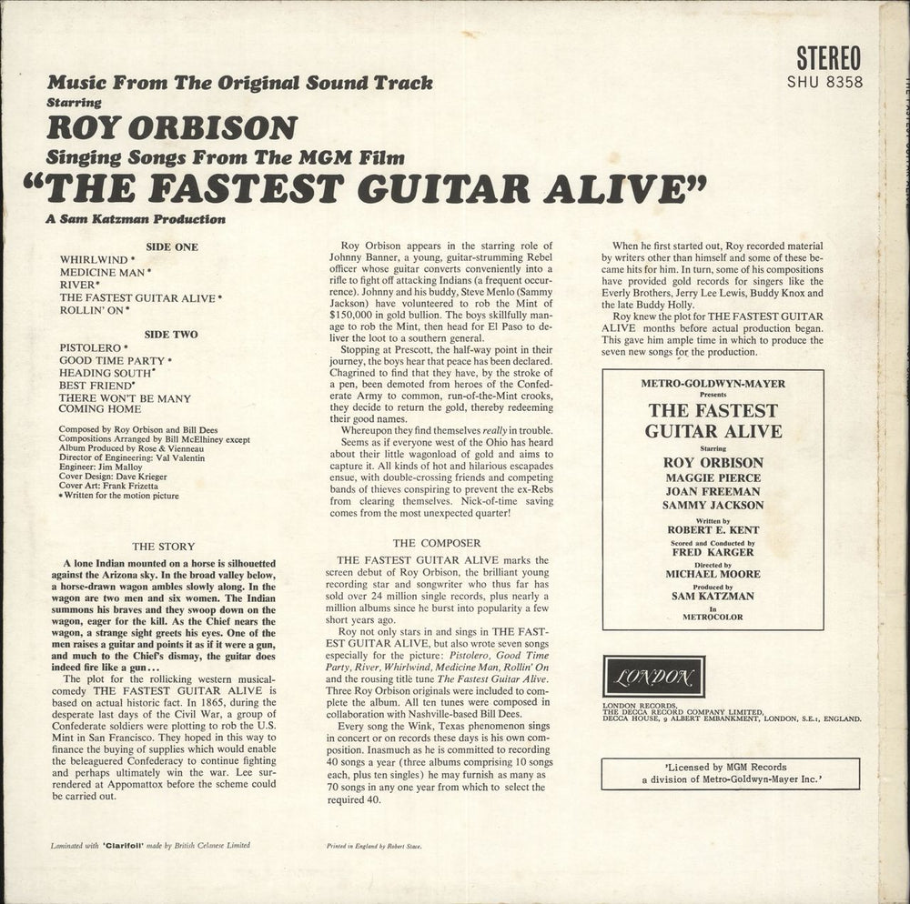 Roy Orbison The Fastest Guitar Alive UK vinyl LP album (LP record)