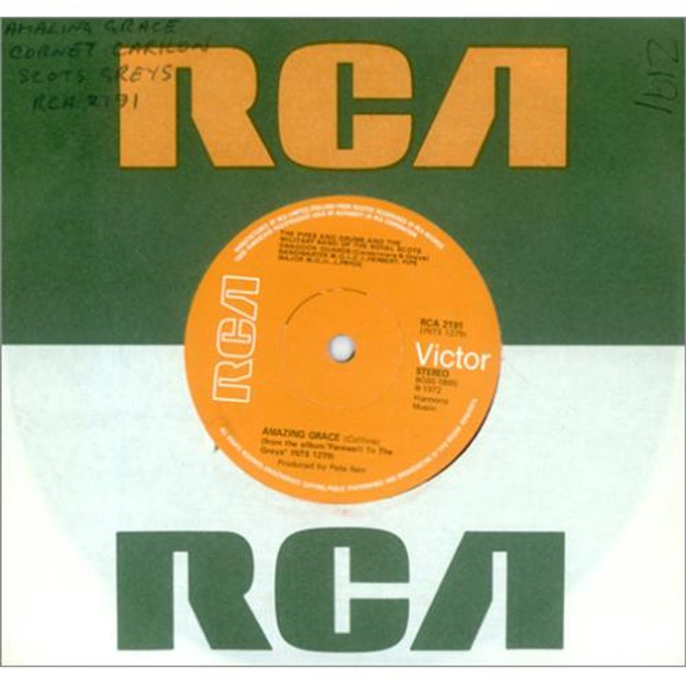 Royal Scots Dragoon Guards Amazing Grace - Solid UK 7" vinyl single (7 inch record / 45) RCA2191