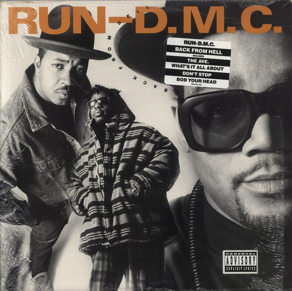 Run DMC Back From Hell - Orange Text - Shrink US vinyl LP album (LP record) PRO-1401