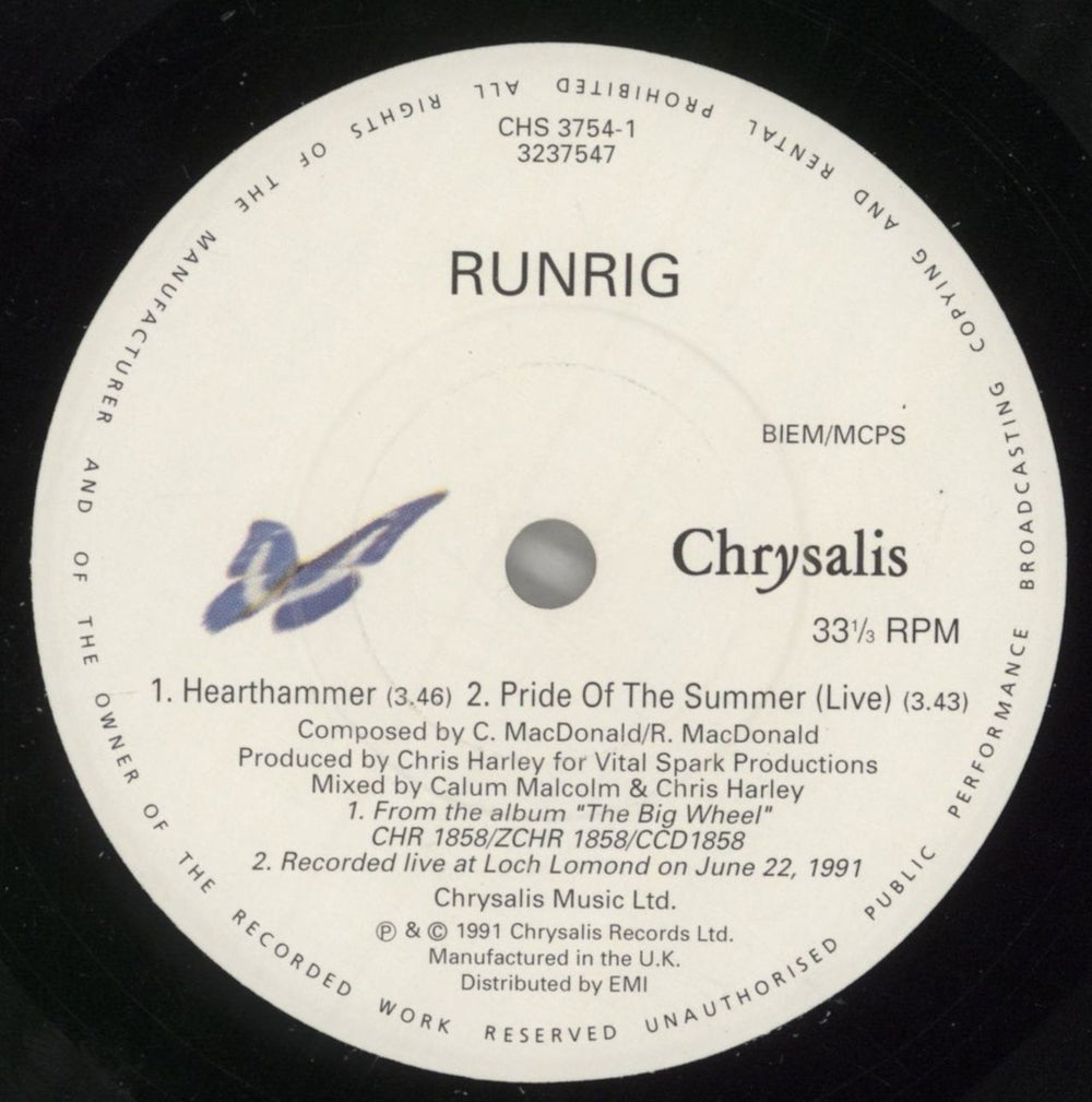 Runrig Hearthammer E.P. UK 7" vinyl single (7 inch record / 45) RUN07HE29561