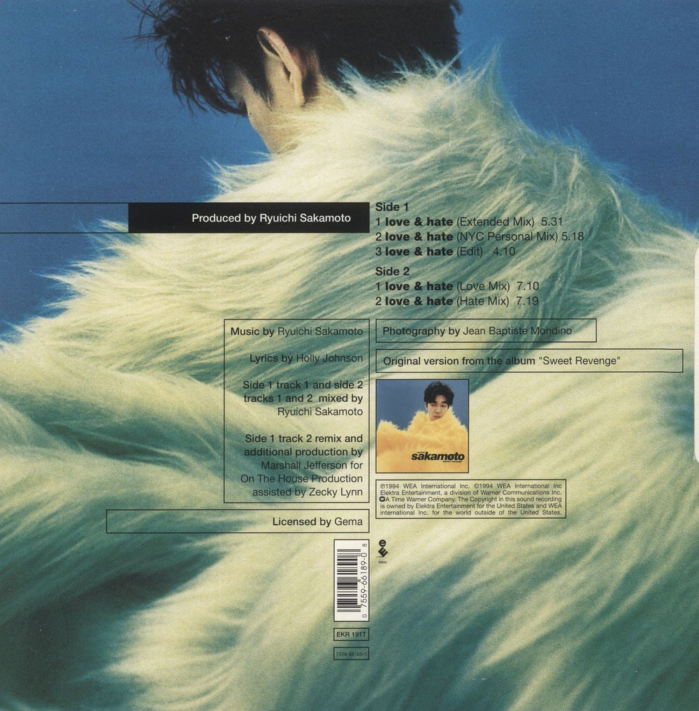 Ryuichi Sakamoto Love & Hate UK 12" vinyl single (12 inch record / Maxi-single) 075596618908