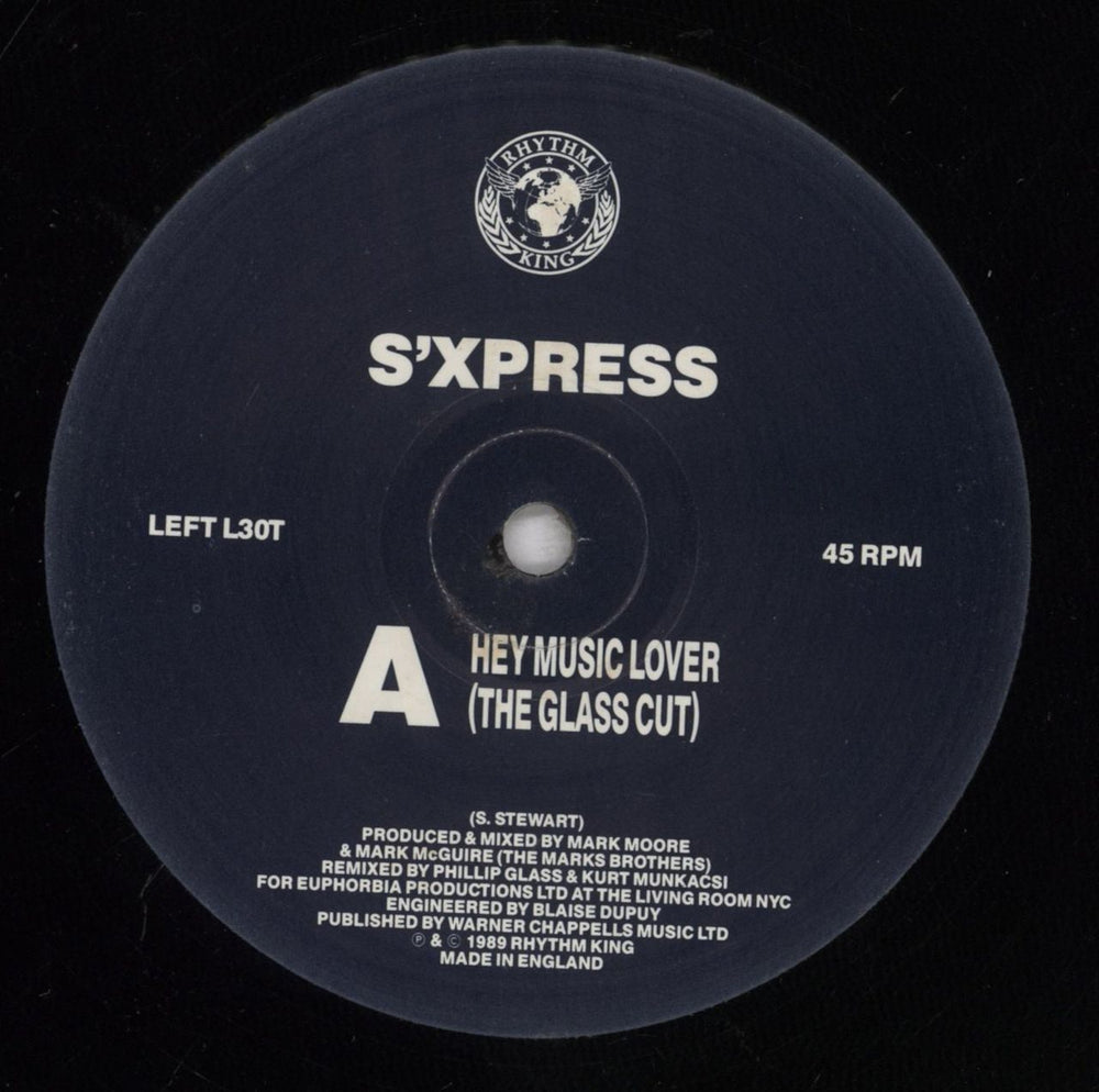 S'Express Hey Music Lover - [The Glass Cut & Red Giant Mix] UK 12" vinyl single (12 inch record / Maxi-single) XPR12HE840993