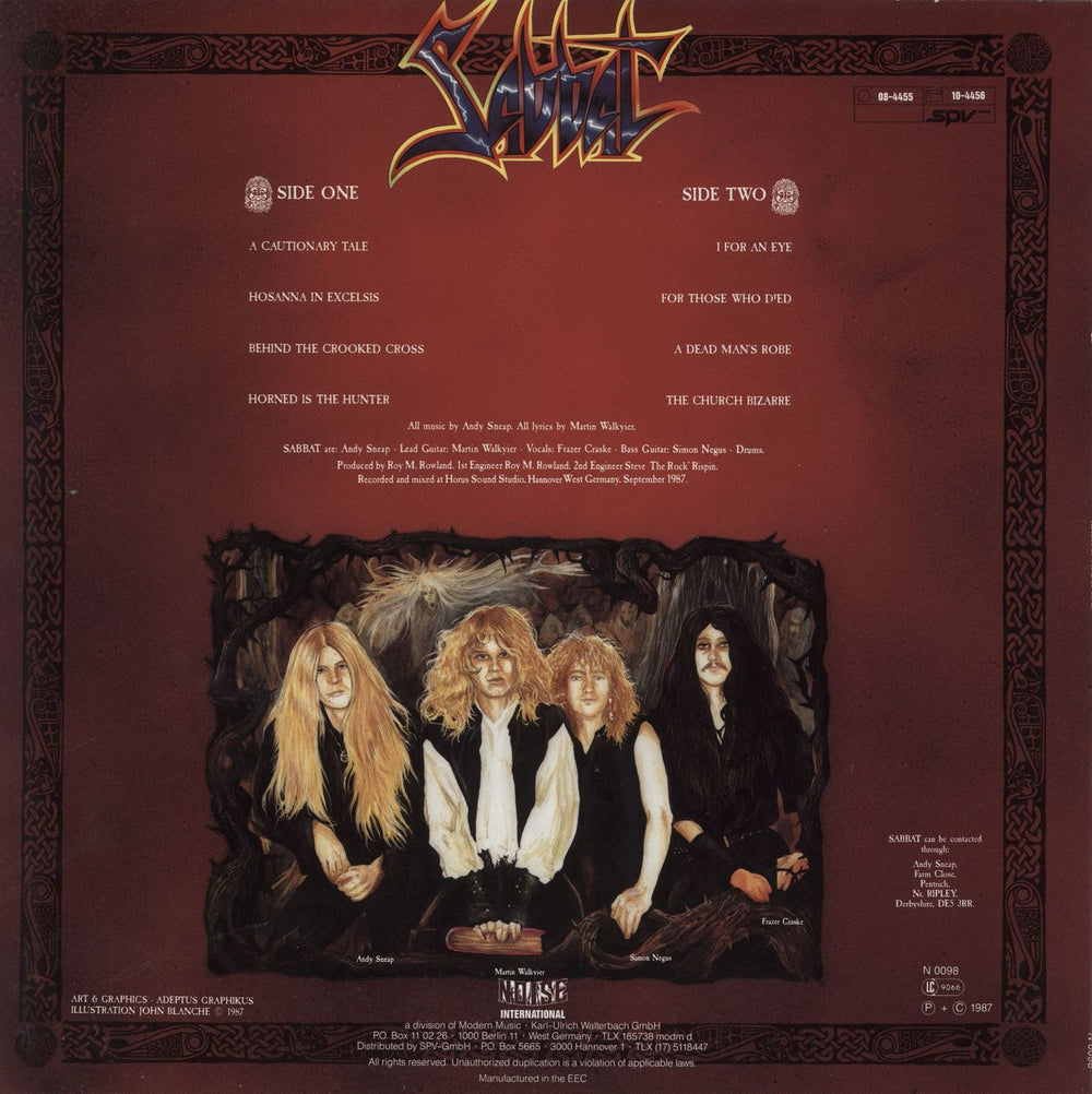 Sabbat History Of A Time To Come - EX German vinyl LP album (LP record)