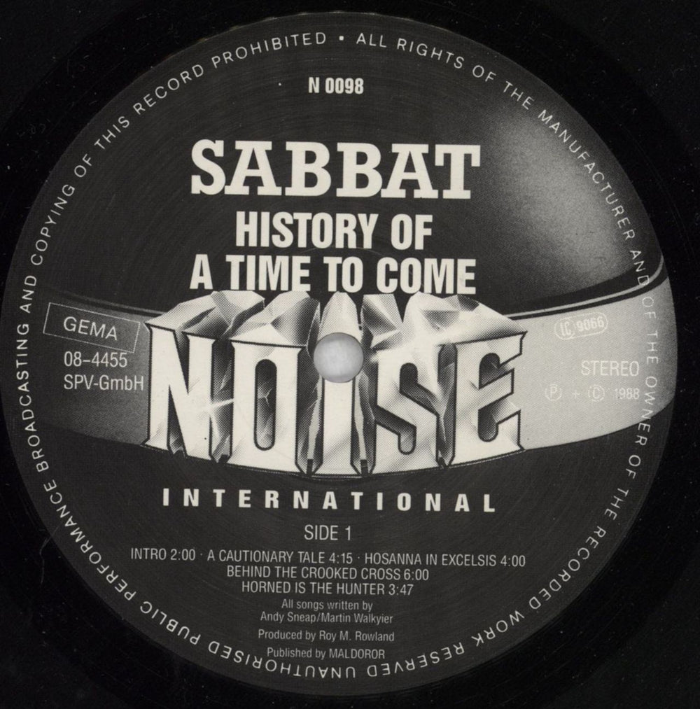 Sabbat History Of A Time To Come - EX German vinyl LP album (LP record) SBBLPHI533966