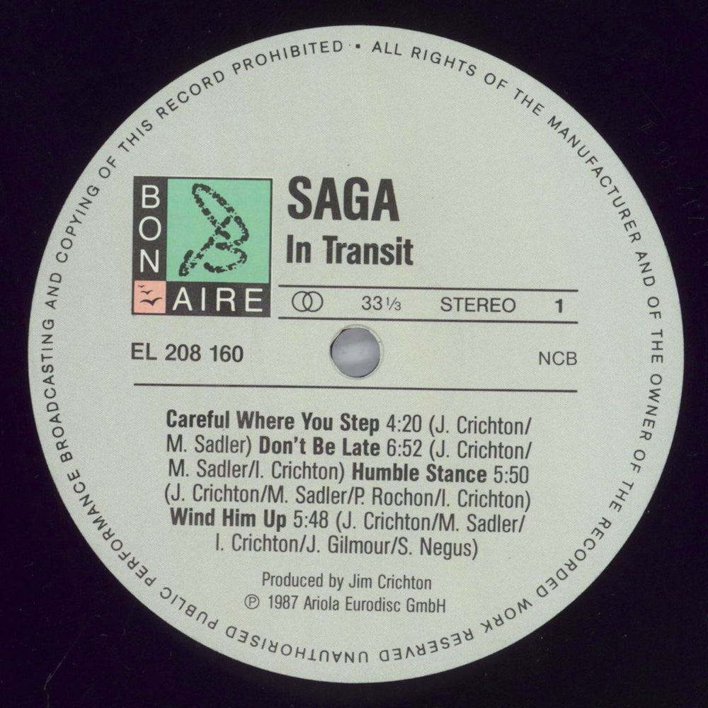 Saga In Transit Danish vinyl LP album (LP record) SG-LPIN823517