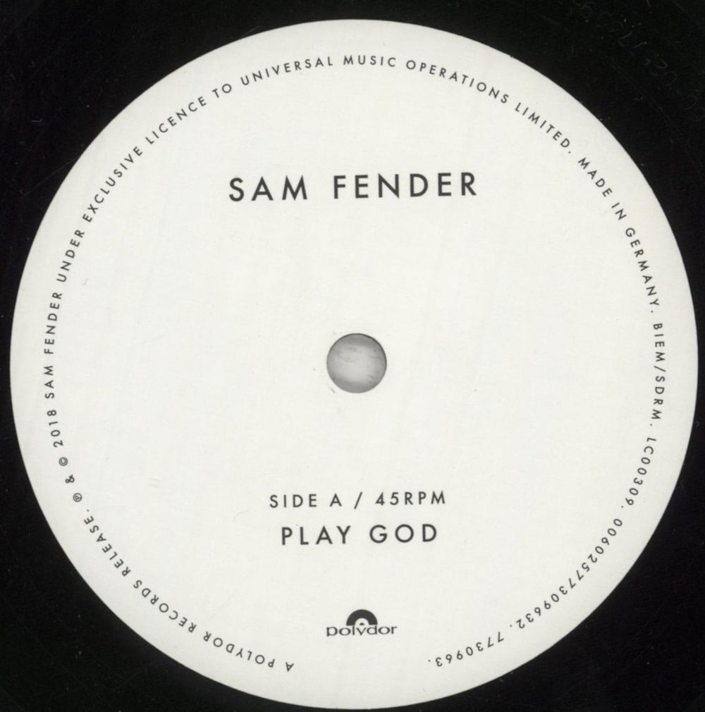 Sam Fender Play God UK 7" vinyl single (7 inch record / 45) 0BN07PL852096