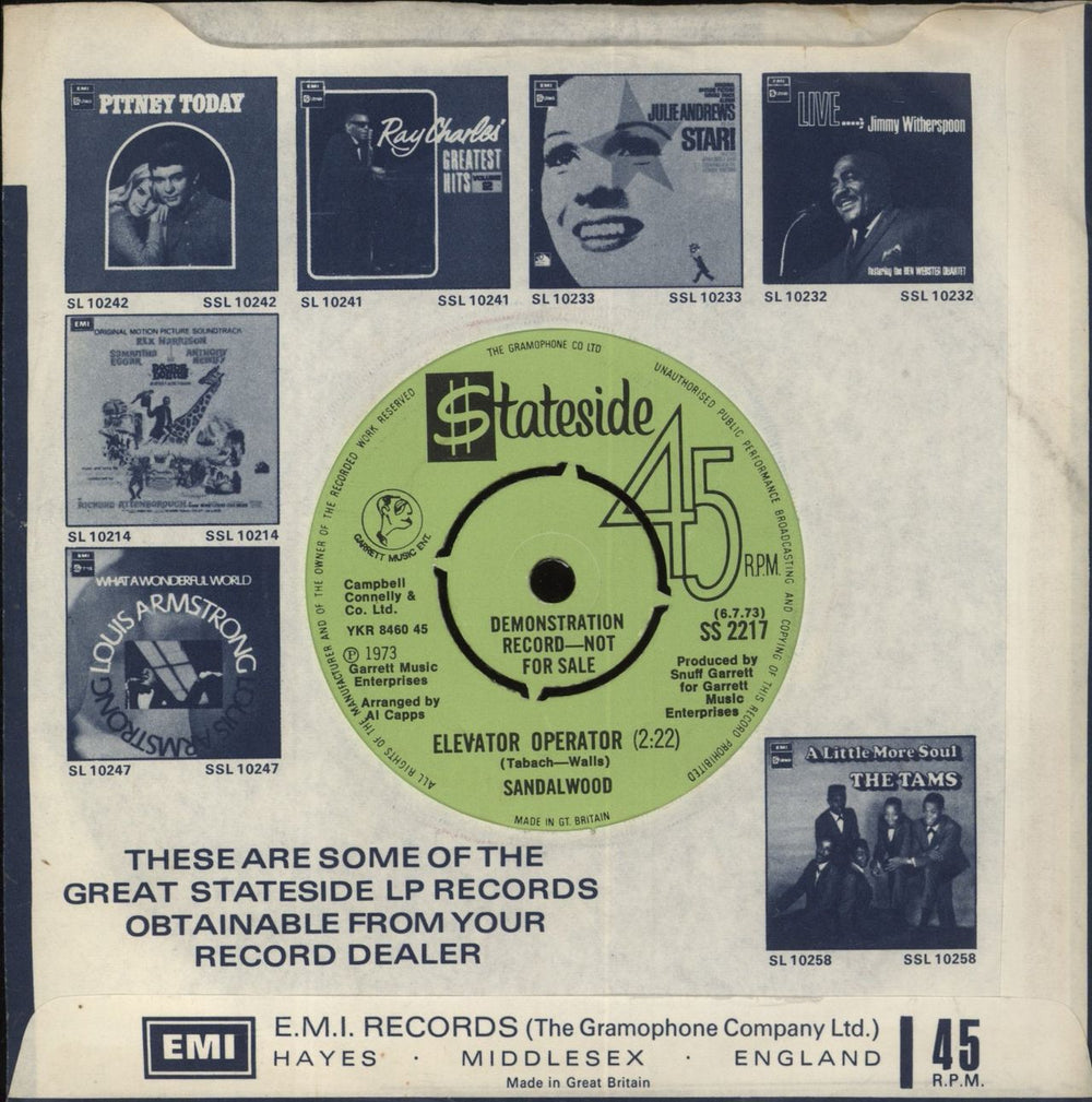 Sandalwood Lovin' Naturally UK Promo 7" vinyl single (7 inch record / 45)