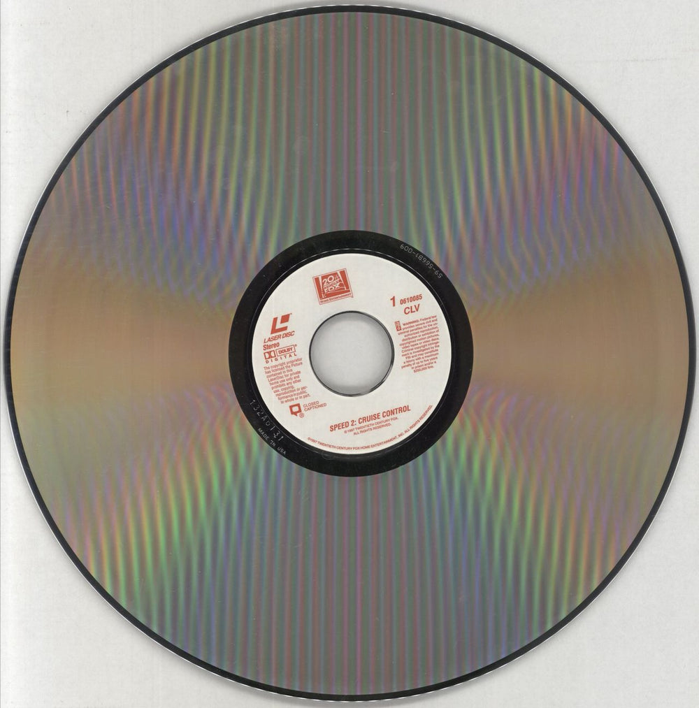 Sandra Bullock Speed 2 US laserdisc / lazerdisc SDBLZSP857322