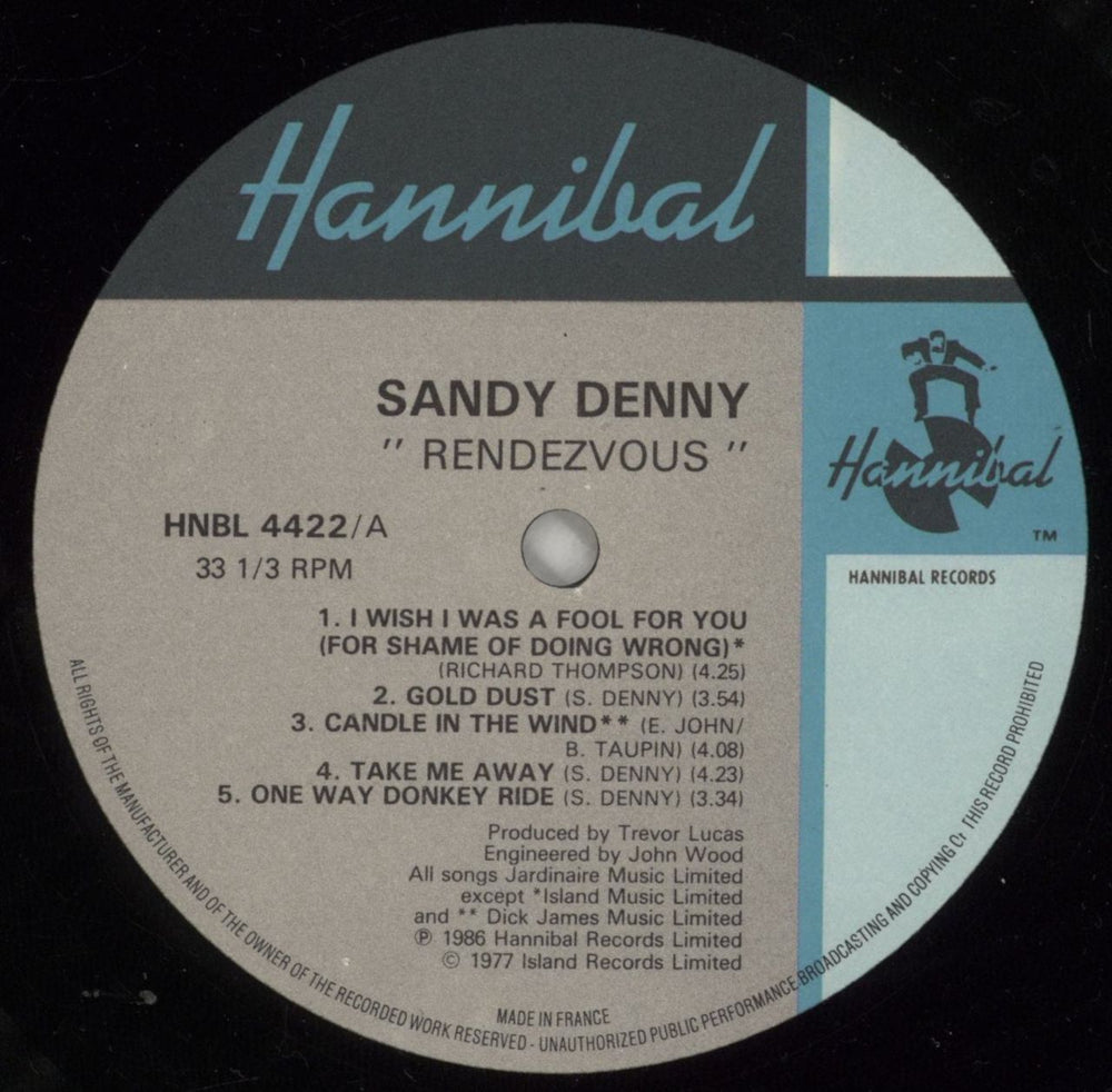 Sandy Denny Rendezvous UK vinyl LP album (LP record) SNYLPRE422463