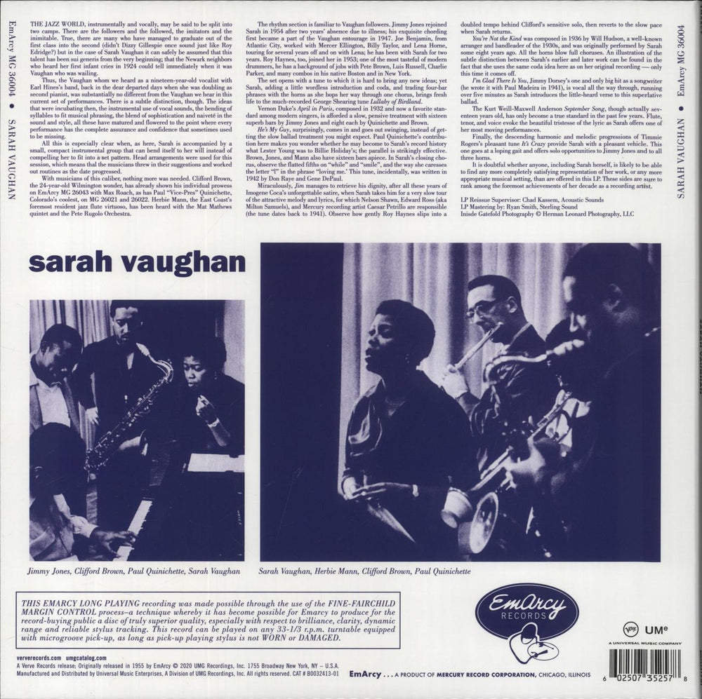 Sarah Vaughan Sarah Vaughan US vinyl LP album (LP record) 602507352578