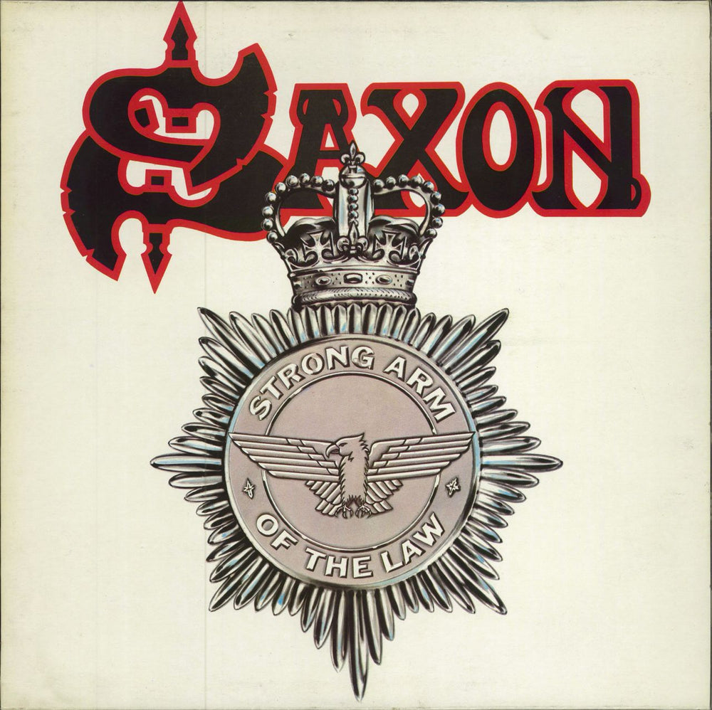 Saxon Strong Arm Of The Law  + Patch UK vinyl LP album (LP record) CAL120