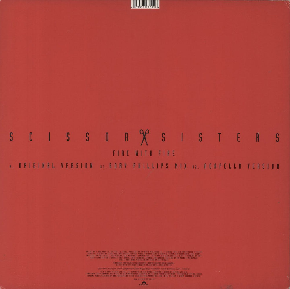 Scissor Sisters Fire With Fire - Red vinyl UK 12" vinyl single (12 inch record / Maxi-single) 602527430126