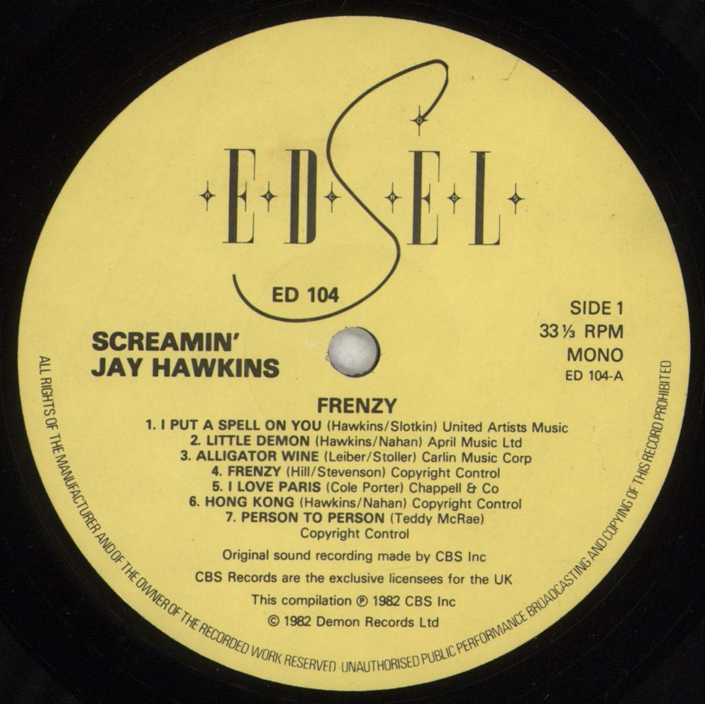 Screamin' Jay Hawkins Frenzy UK vinyl LP album (LP record) SJWLPFR777965