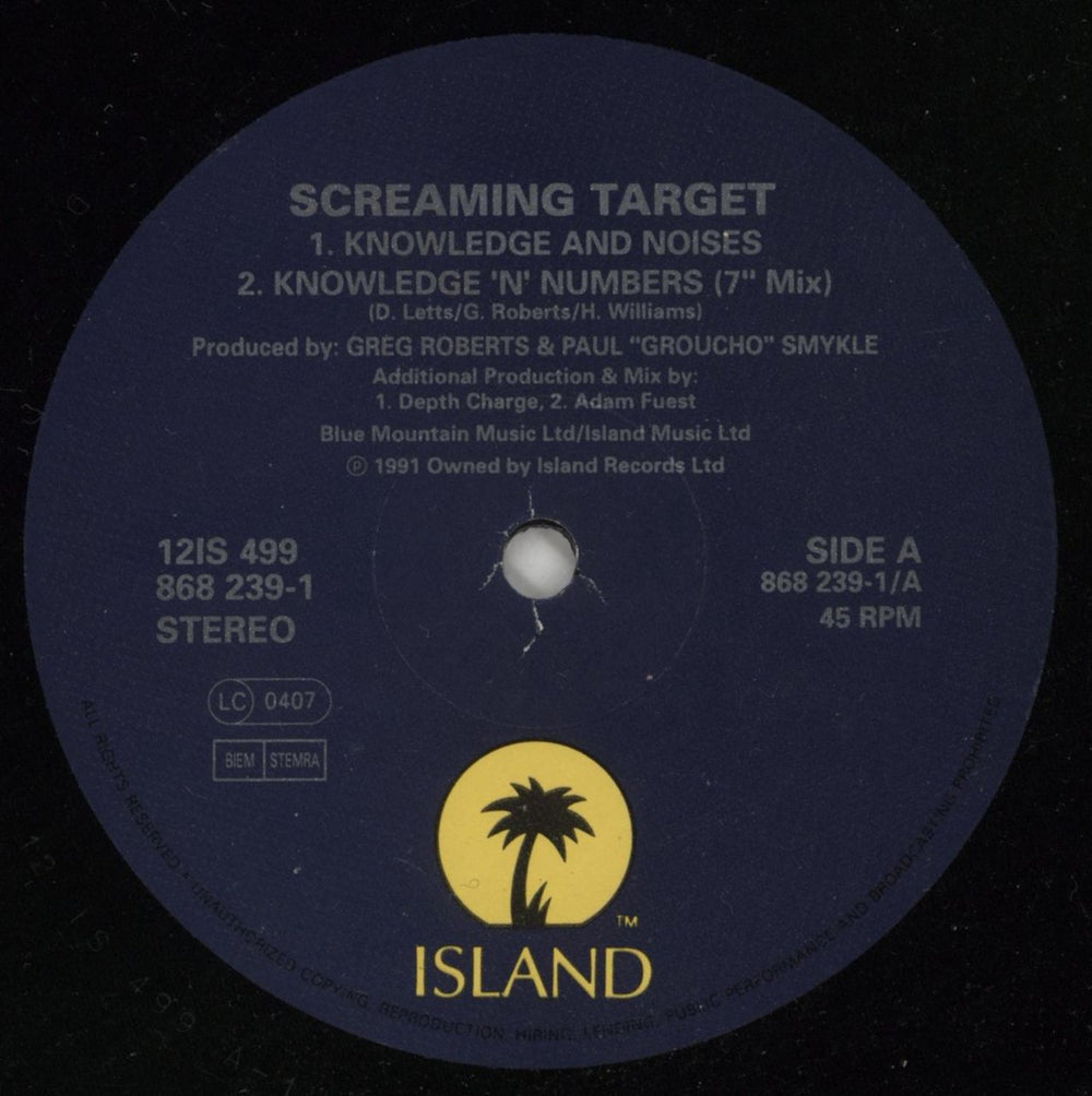 Screaming Target Knowledge 'N' Numbers UK 12" vinyl single (12 inch record / Maxi-single) S.T12KN625832