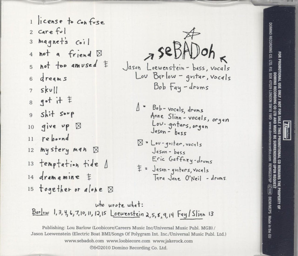 Sebadoh Bakesale UK Promo CD album (CDLP)