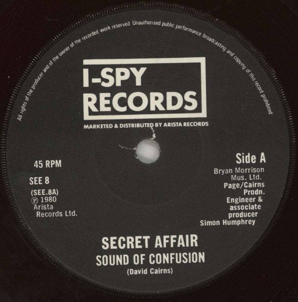 Secret Affair Sound Of Confusion - Inj UK 7" vinyl single (7 inch record / 45) AFF07SO81087