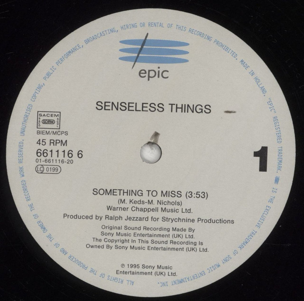 Senseless Things Something To Miss UK 12" vinyl single (12 inch record / Maxi-single) SEN12SO553517