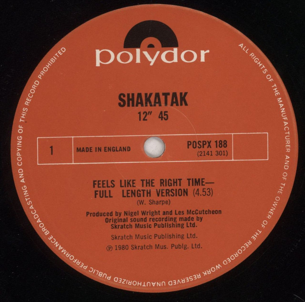 Shakatak Feels Like The Right Time UK 12" vinyl single (12 inch record / Maxi-single) SKA12FE632857