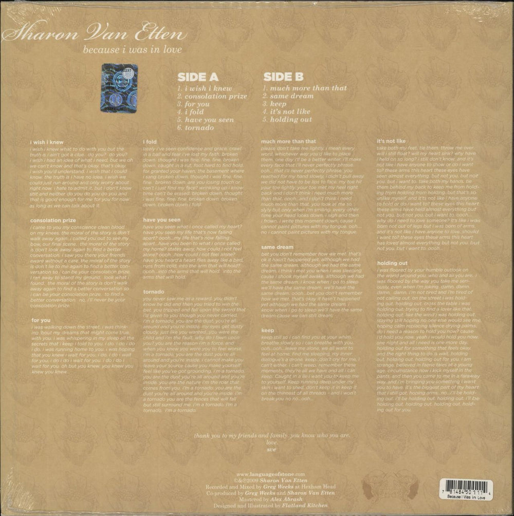 Sharon Van Etten Because I Was In Love - Sealed US vinyl LP album (LP record)