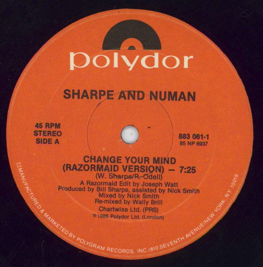 Sharpe & Numan Change Your Mind US 12" vinyl single (12 inch record / Maxi-single) 3IC12CH818384