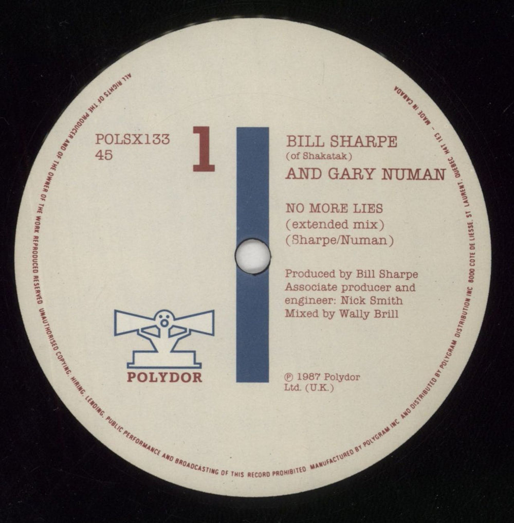 Sharpe & Numan No More Lies - Extended Mix Canadian 12" vinyl single (12 inch record / Maxi-single) 3IC12NO849555